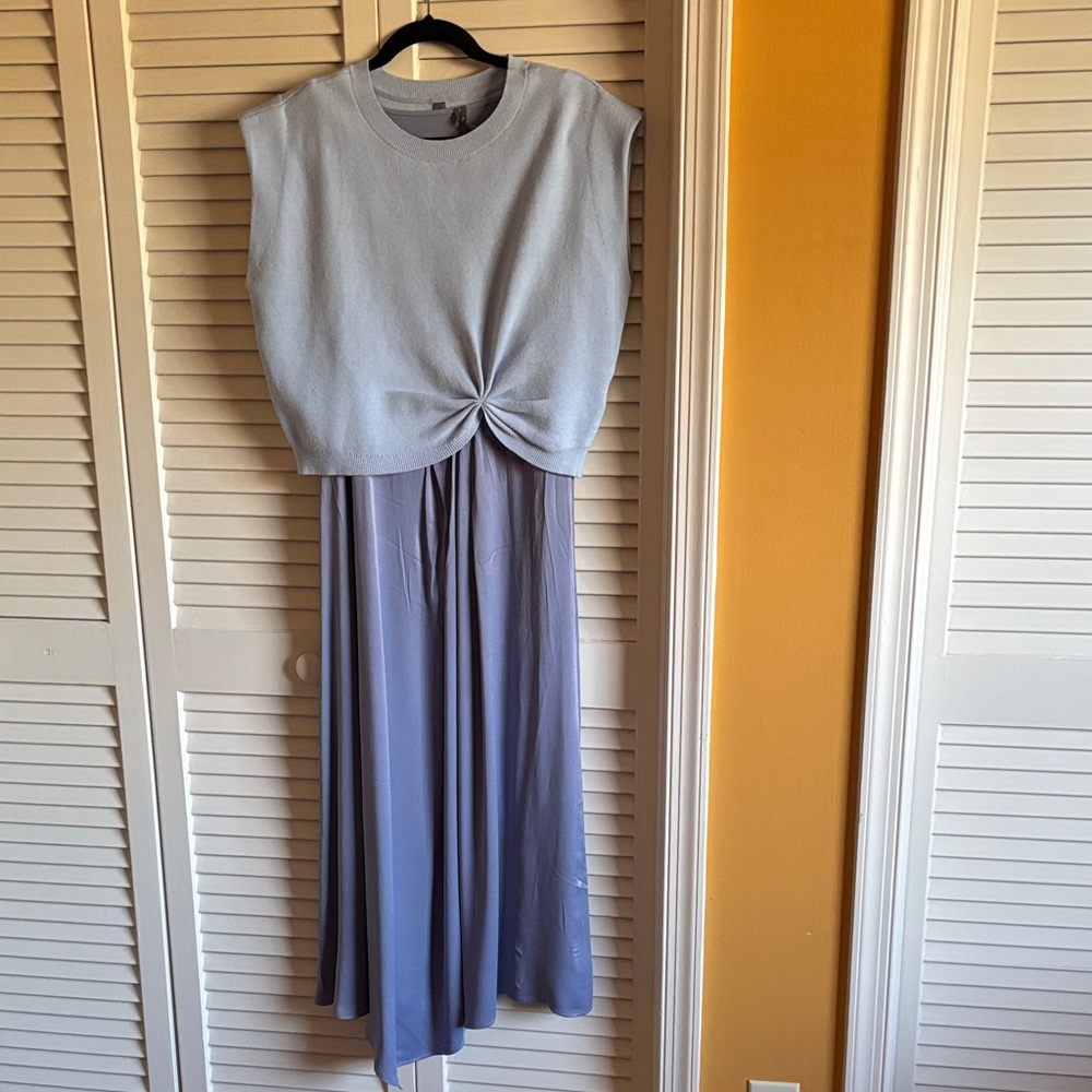 Anthropologie Sky Blue Twist Midi Dress
